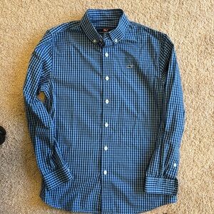 Vineyard Vines blue check whale shirt boys medium